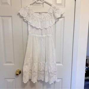 White cotton Embroidered dress, xs
